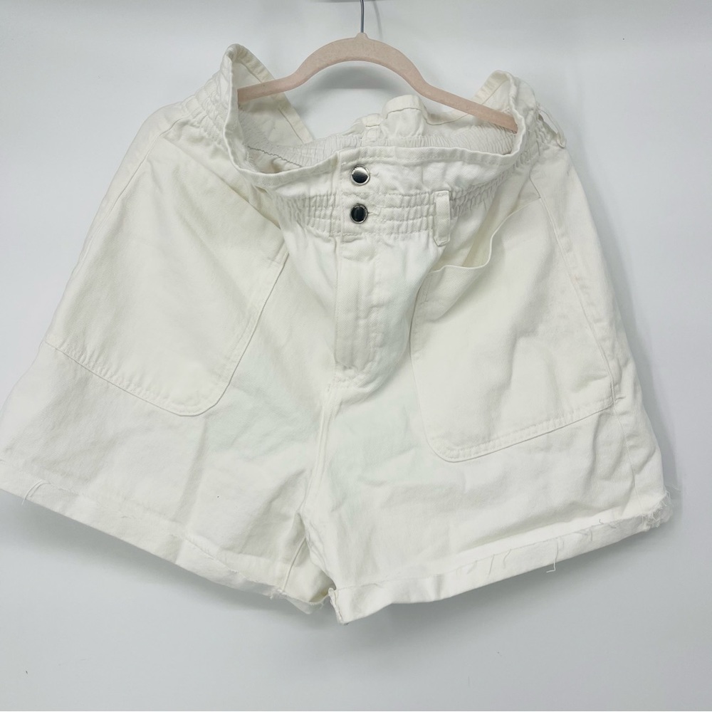 Zara White Paper Bag High Rise Shorts Size 12